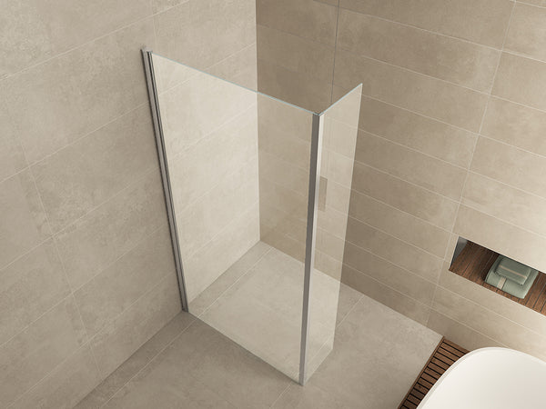 Comfort side panel with corner profile | 30x200cm | 10 mm nano clear | Glass/chrome