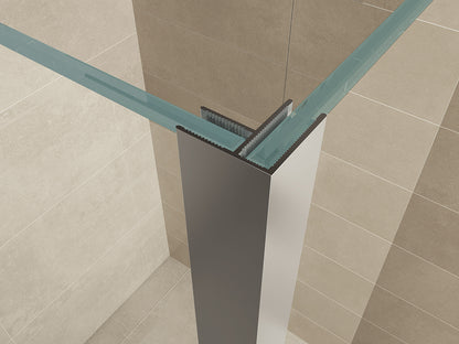 Comfort zijwand met hoekprofiel 300 x 20000 x 10 mm nano helder glas/chroom - WDtegels