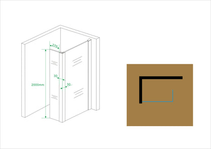 Comfort zijwand met hoekprofiel | 30x200cm | 10 mm nano helder | Glas/chroom - WDtegels