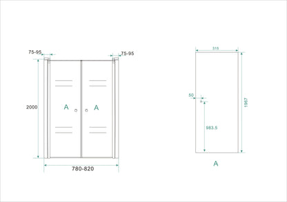 Lagos swing door in niche 800 x 2000 x 6 mm nano clear glass/chrome