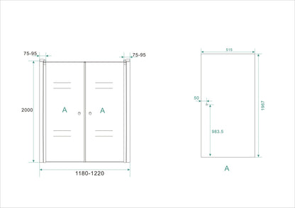 Puerta batiente Lagos en nicho 1200 x 2000 x 6 mm nano cristal transparente/cromo