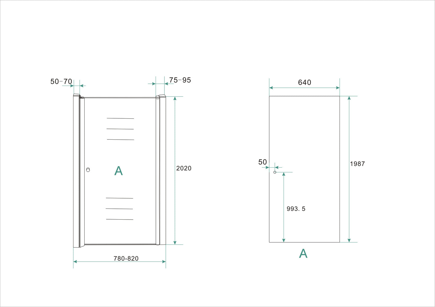 Wiesbaden nisdeur met profiel 80x202 cm 8 mm NANO glas - WDtegels