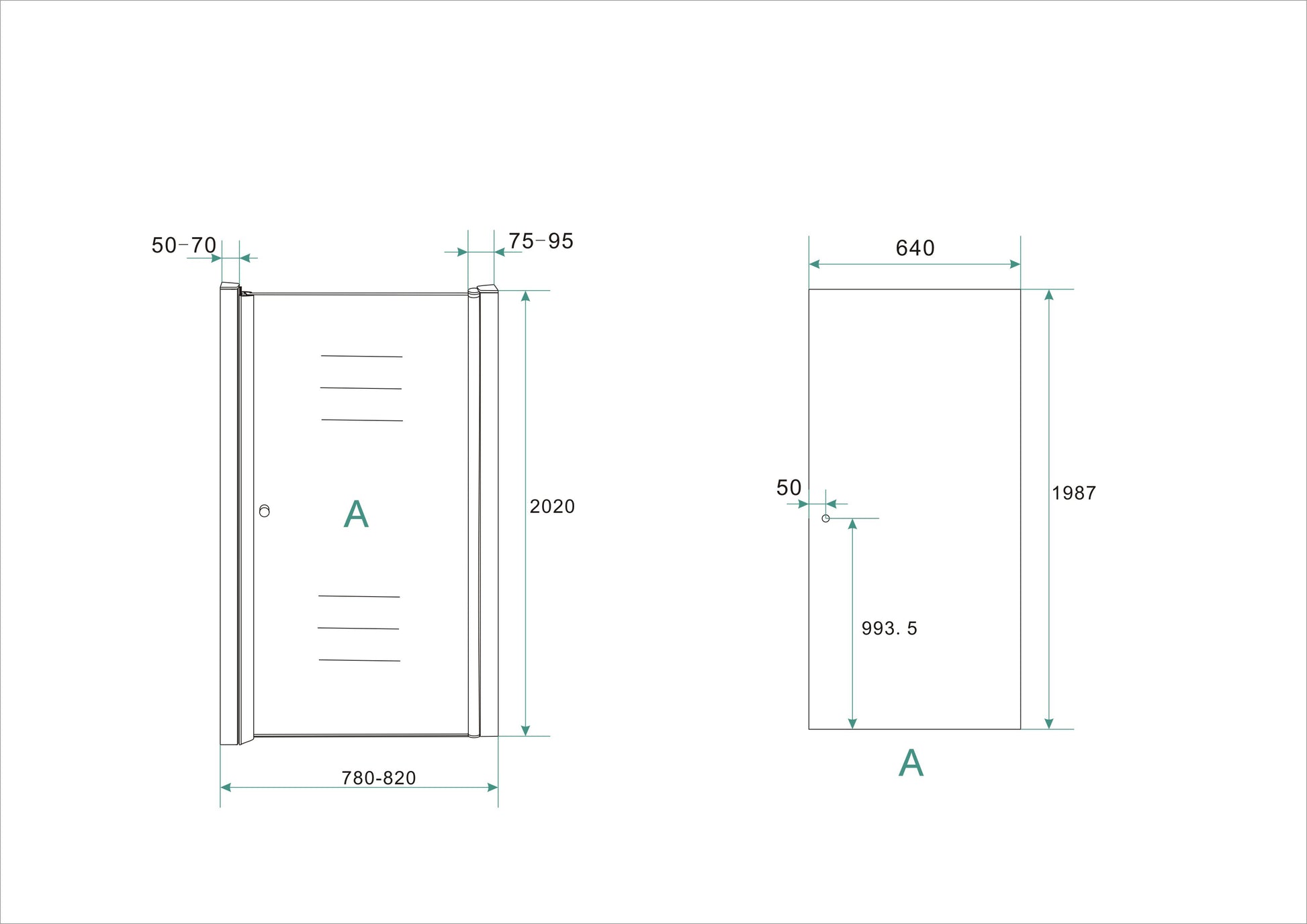 Wiesbaden nisdeur met profiel 80x202 cm 8 mm NANO glas - WDtegels