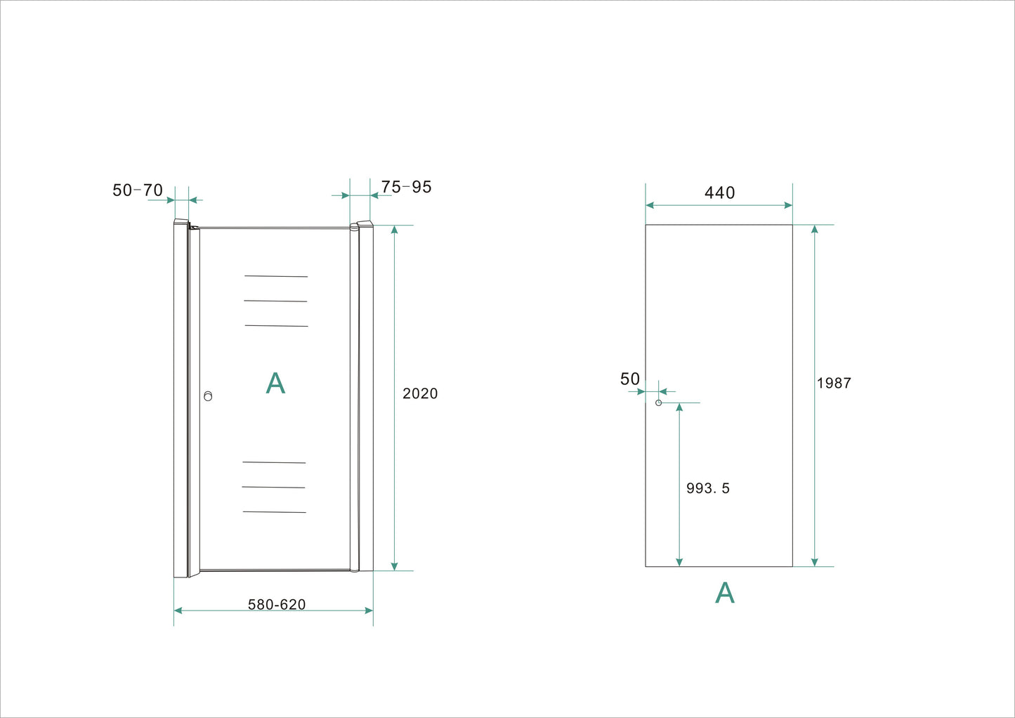 Wiesbaden nisdeur met profiel 60x202 cm 8 mm NANO glas - WDtegels