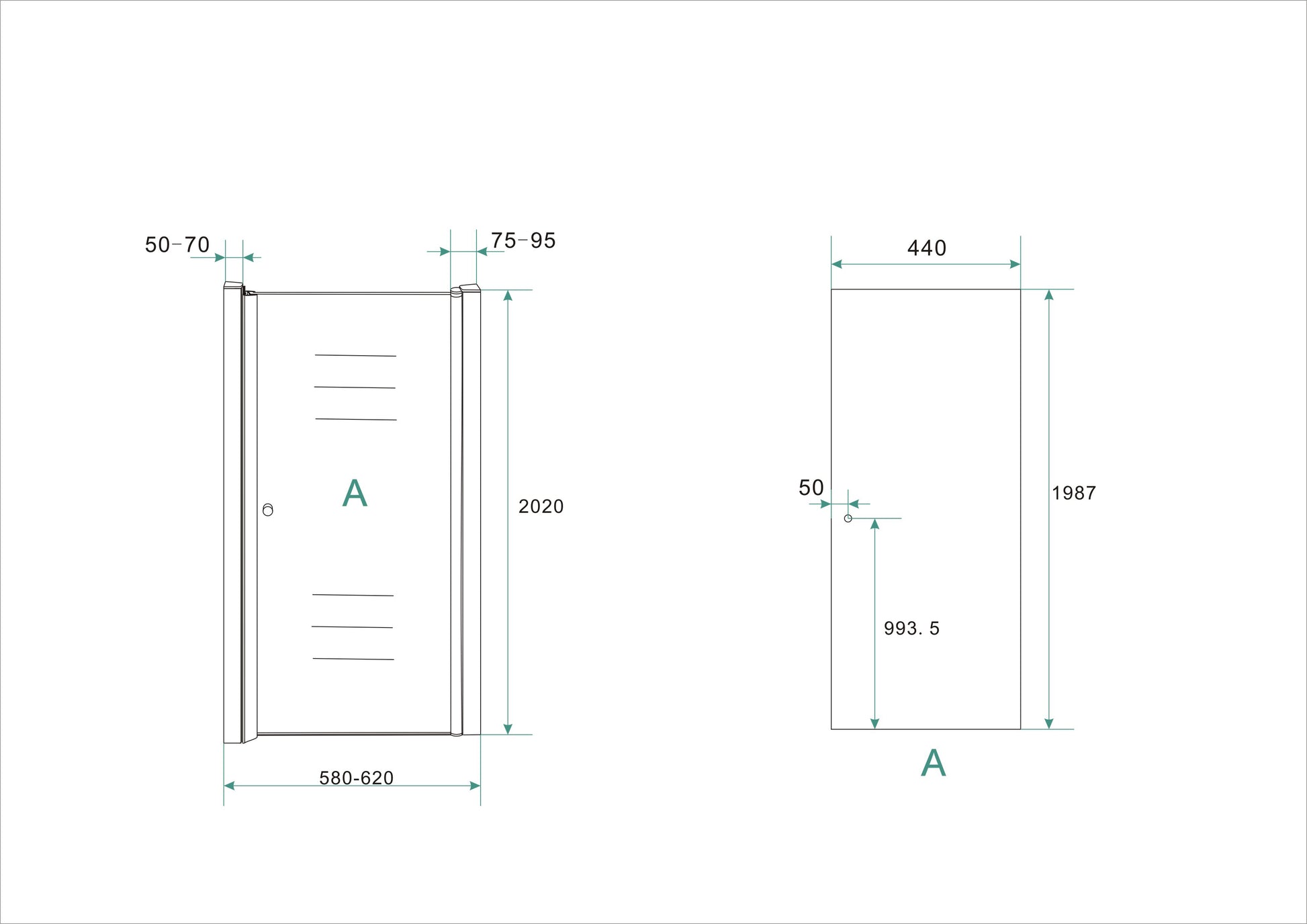 Wiesbaden nisdeur met profiel 60x202 cm 8 mm NANO glas - WDtegels