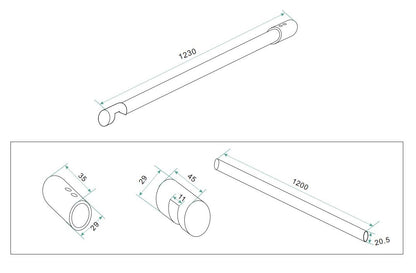 Wiesbaden chroom 3-delige stabilisatiestang 120cm