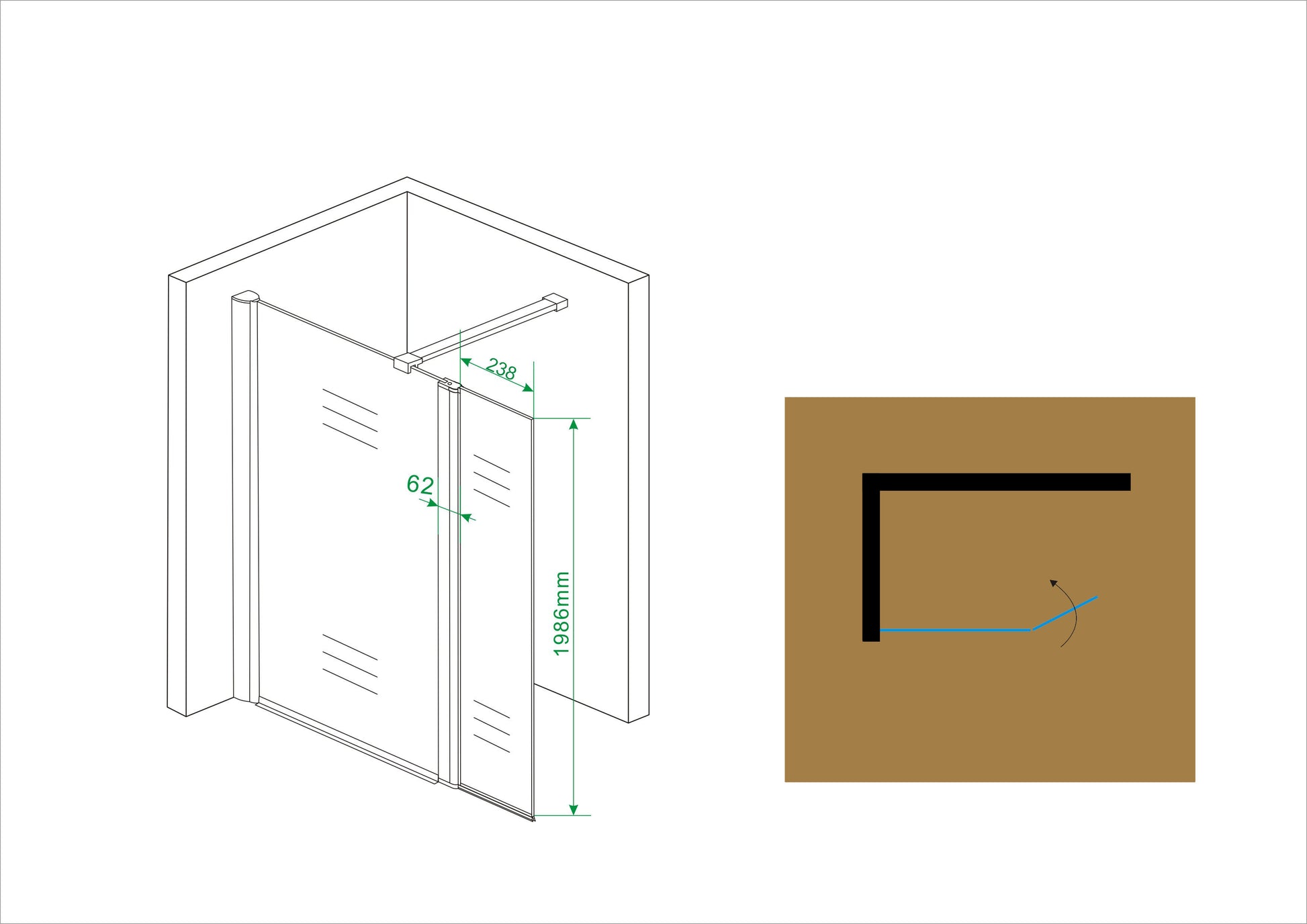 Comfort zijwand draaibaar | 30x200cm | 10 mm nano helder | Glas/chroom - WDtegels