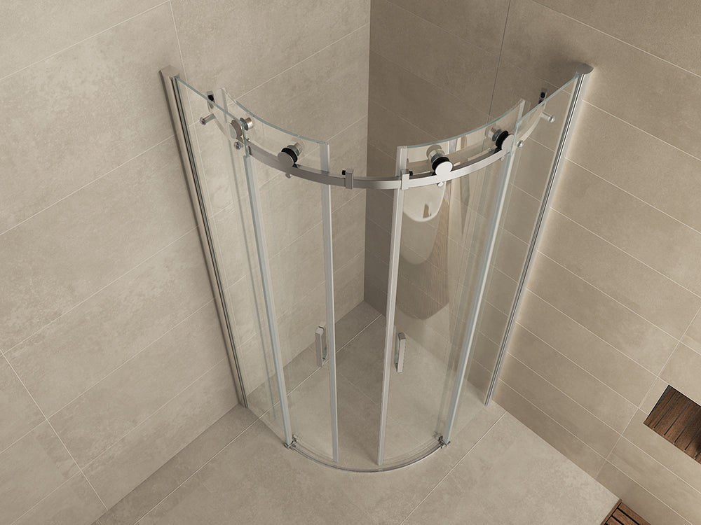 Entra cabine kwartrond met 2 schuifdeuren 900 x 900 x 2000 x 8 mm nano helder glas/chroom - WDtegels