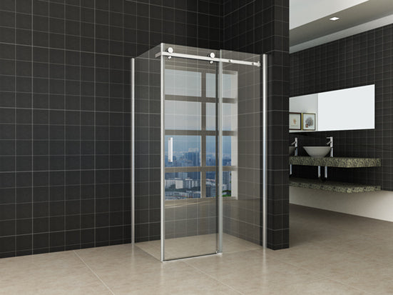 Wiesbaden shower door + side wall 1200x900x2000 chrome 8mm NANO