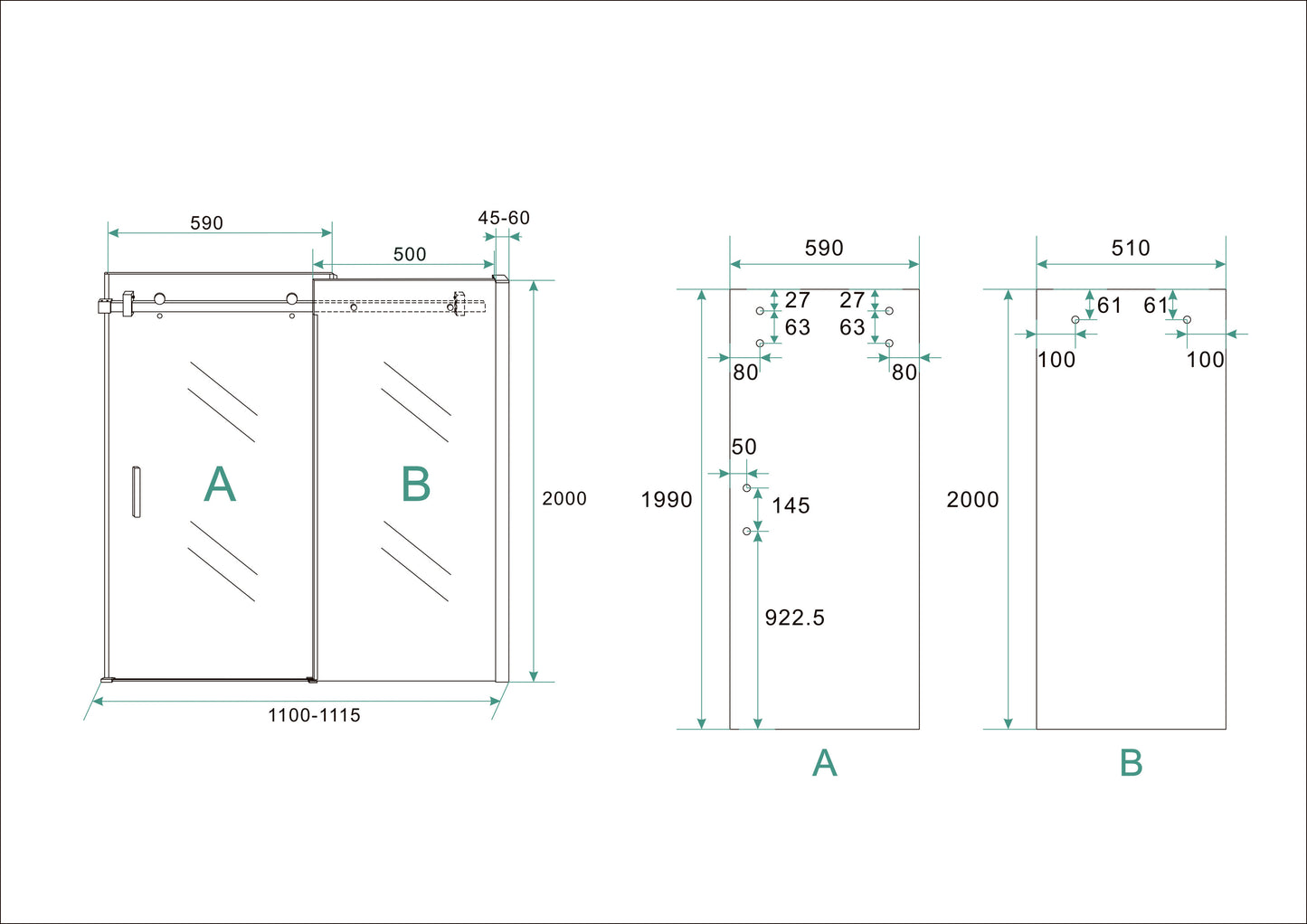 Wiesbaden schuifbare nisdeur 110x200 cm - WDtegels