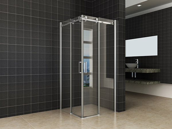 Wiesbaden corner entry shower + 2 sliding doors | 90x90x200cm | Chrome | 8mm nano safety glass