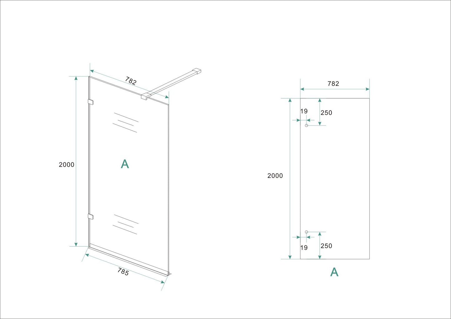 Wiesbaden profile-free walk-in shower 80x200 cm - 8mm NANO glass 