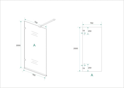 Wiesbaden profile-free walk-in shower 80x200 cm - 8mm NANO glass 