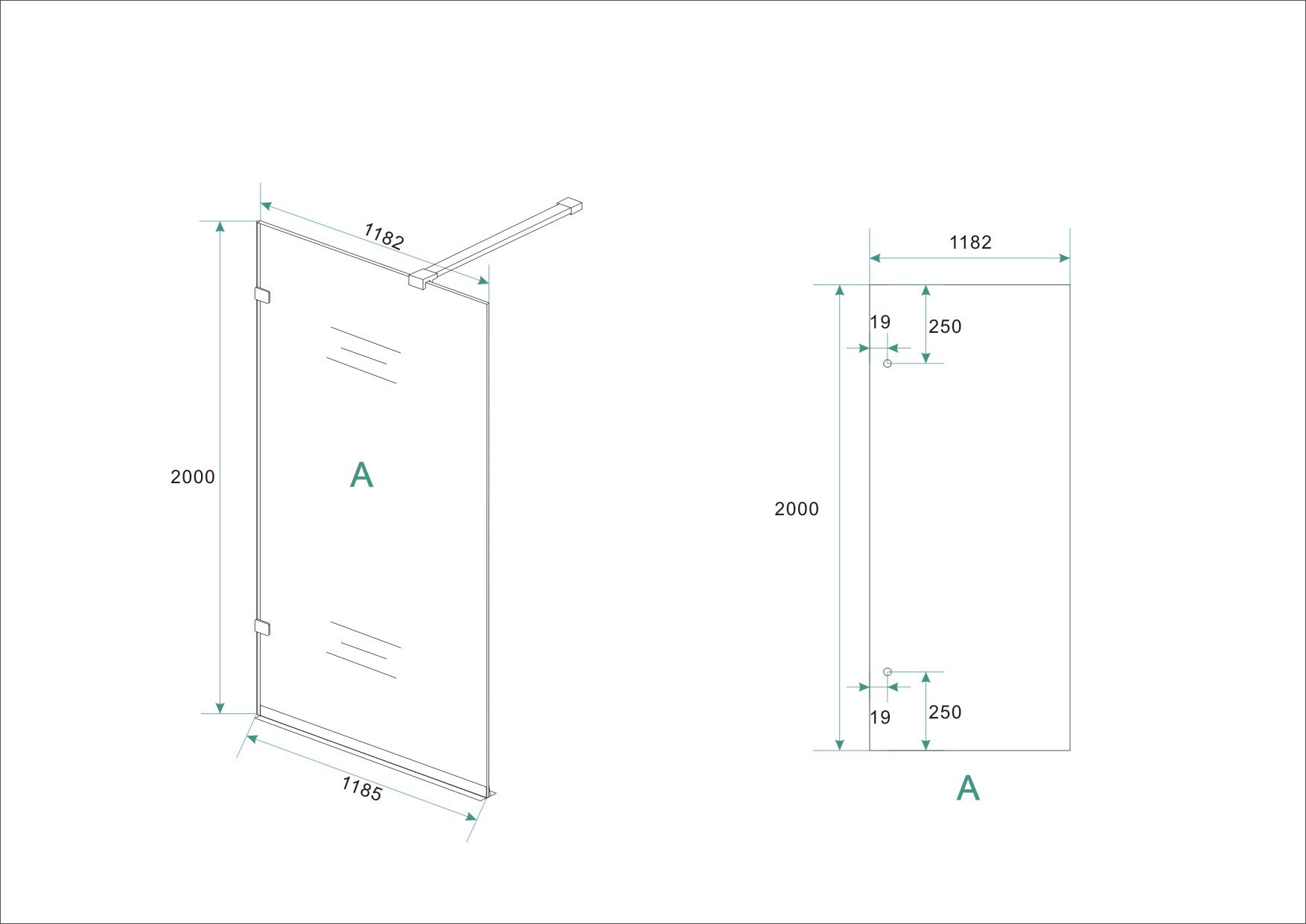 Wiesbaden profielloze inloopdouche 120x200 cm - 8mm NANO glas - WDtegels