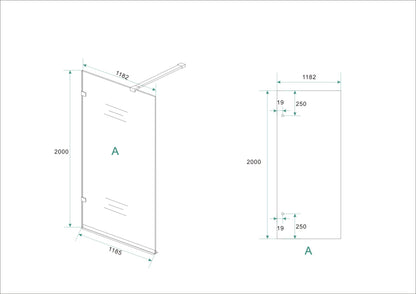 Wiesbaden profielloze inloopdouche 120x200 cm - 8mm NANO glas - WDtegels