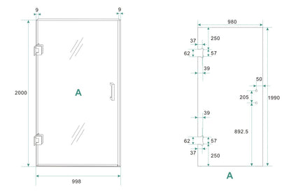 Wiesbaden profielloze nisdeur 100x200cm 8mm NANO glas - WDtegels