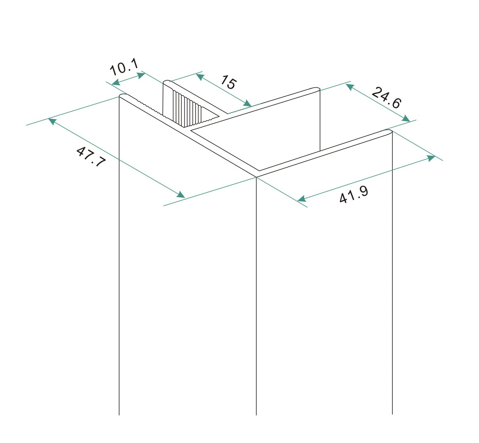 Wiesbaden hoekprofiel tbv nisdeur+profiel met zijwand 10mm - WDtegels