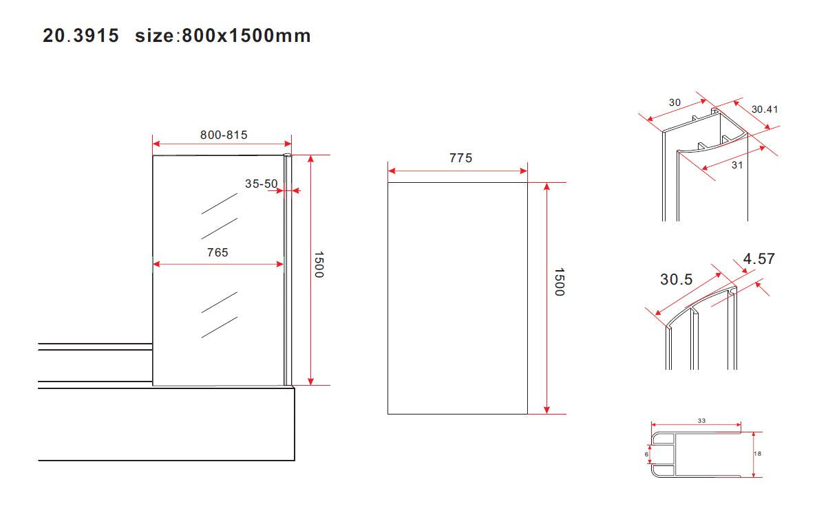 Wiesbaden vaste badwand | 80x150cm - WDtegels