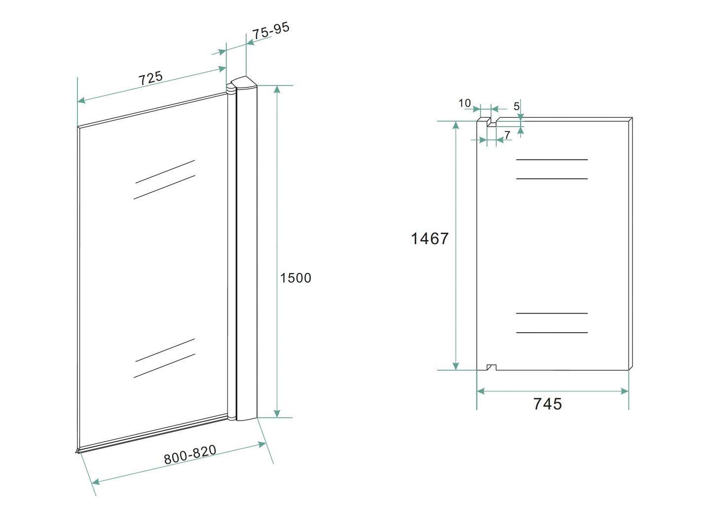 Orbit draaibare badwand | 80x150cm | 6 mm nano helder glas | mat zwart - WDtegels