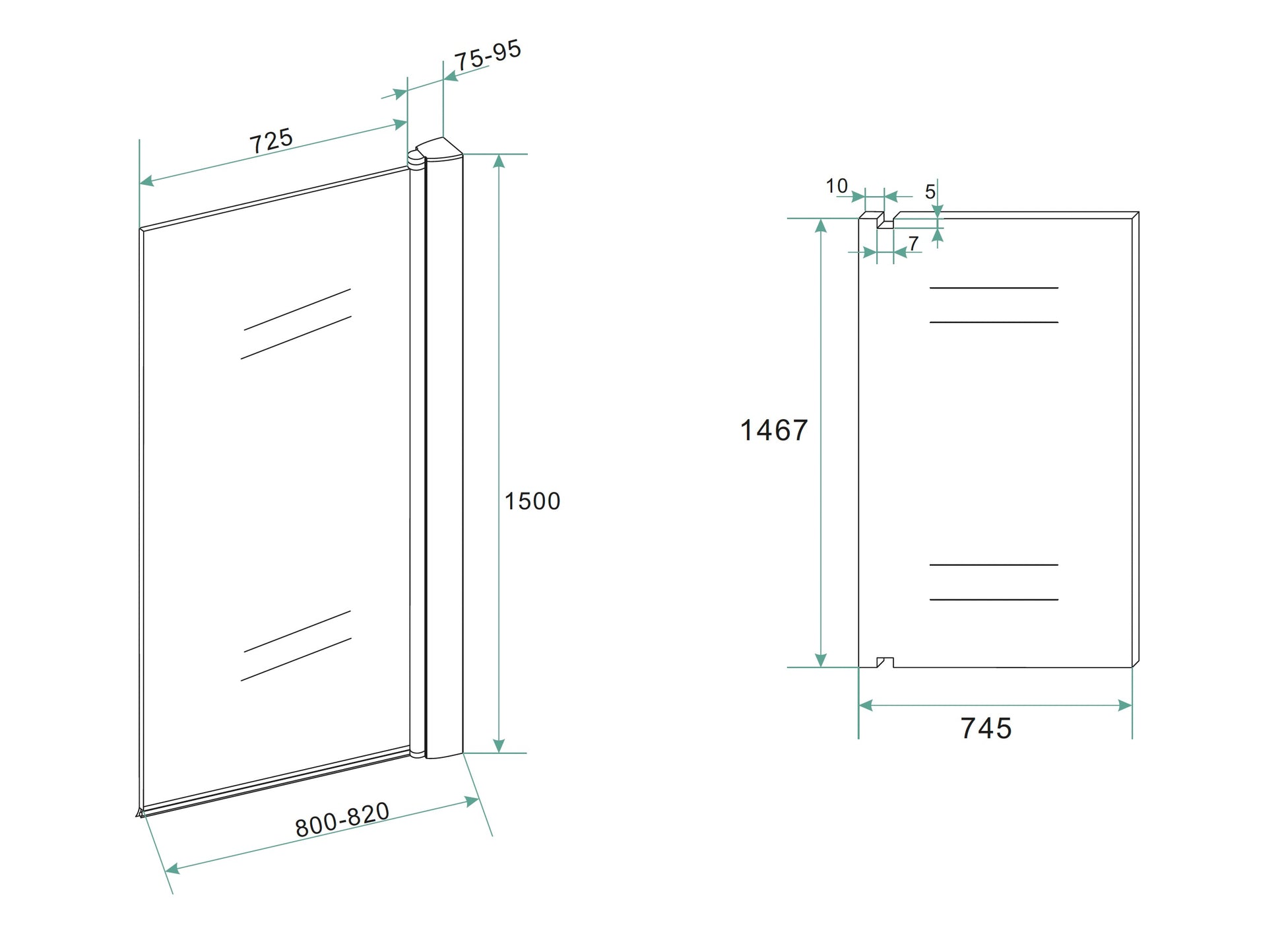 Orbit draaibare badwand | 80x150cm | 6 mm nano helder glas | mat zwart - WDtegels