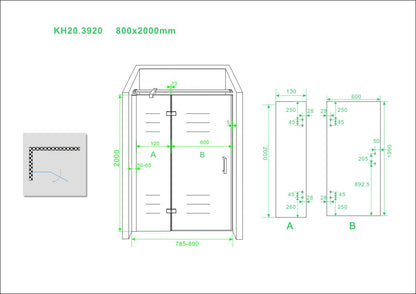 Wiesbaden nis swingdeur + vast paneel 80 (60-20) x 200 cm NANO - WDtegels