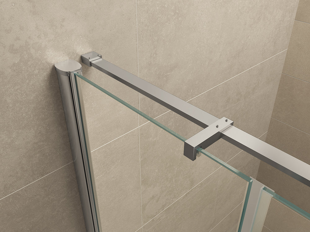 Vaz nisdeur met vast deel 900 x 2000 x 8 mm nano helder glas/chroom - WDtegels
