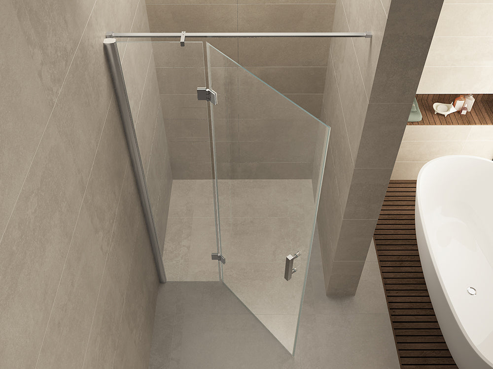 Vaz nisdeur met vast deel 1200 x 2000 x 8 mm nano helder glas/chroom - WDtegels