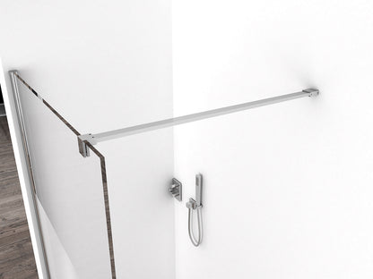 Comfort inloopdouche 1400 x 2000 x 8 mm nano helder glas met melkglas middenband/chroom - WDtegels