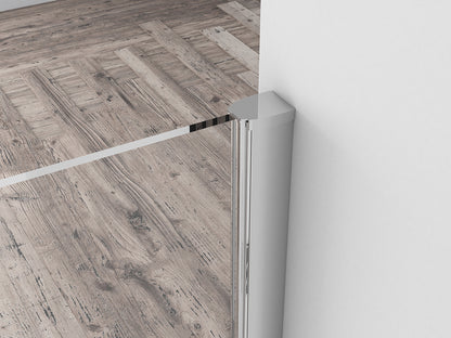 Comfort inloopdouche 1400 x 2000 x 8 mm nano helder glas met melkglas middenband/chroom - WDtegels