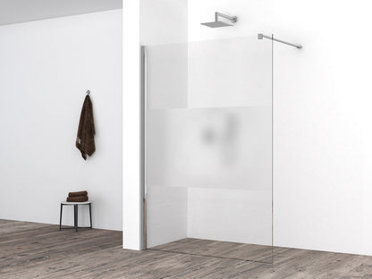 Comfort inloopdouche 1400 x 2000 x 8 mm nano helder glas met melkglas middenband/chroom - WDtegels