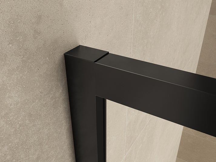 Wiesbaden Maaz inloopdouche zwart raster+handdoekhouder 100x200 cm - 10mm NANO glas - WDtegels