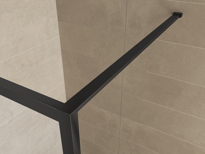Wiesbaden Maaz inloopdouche zwart raster+handdoekhouder 120x200 cm - 10mm NANO glas - WDtegels