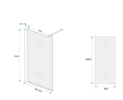 Wiesbaden Comfort walk-in shower 90x200 cm - 10mm NANO completely frosted glass