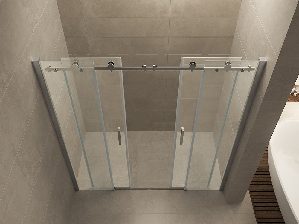 Slide nis schuifdeur dubbel 1800 x 2000 x 8 mm nano helder glas/chroom - WDtegels