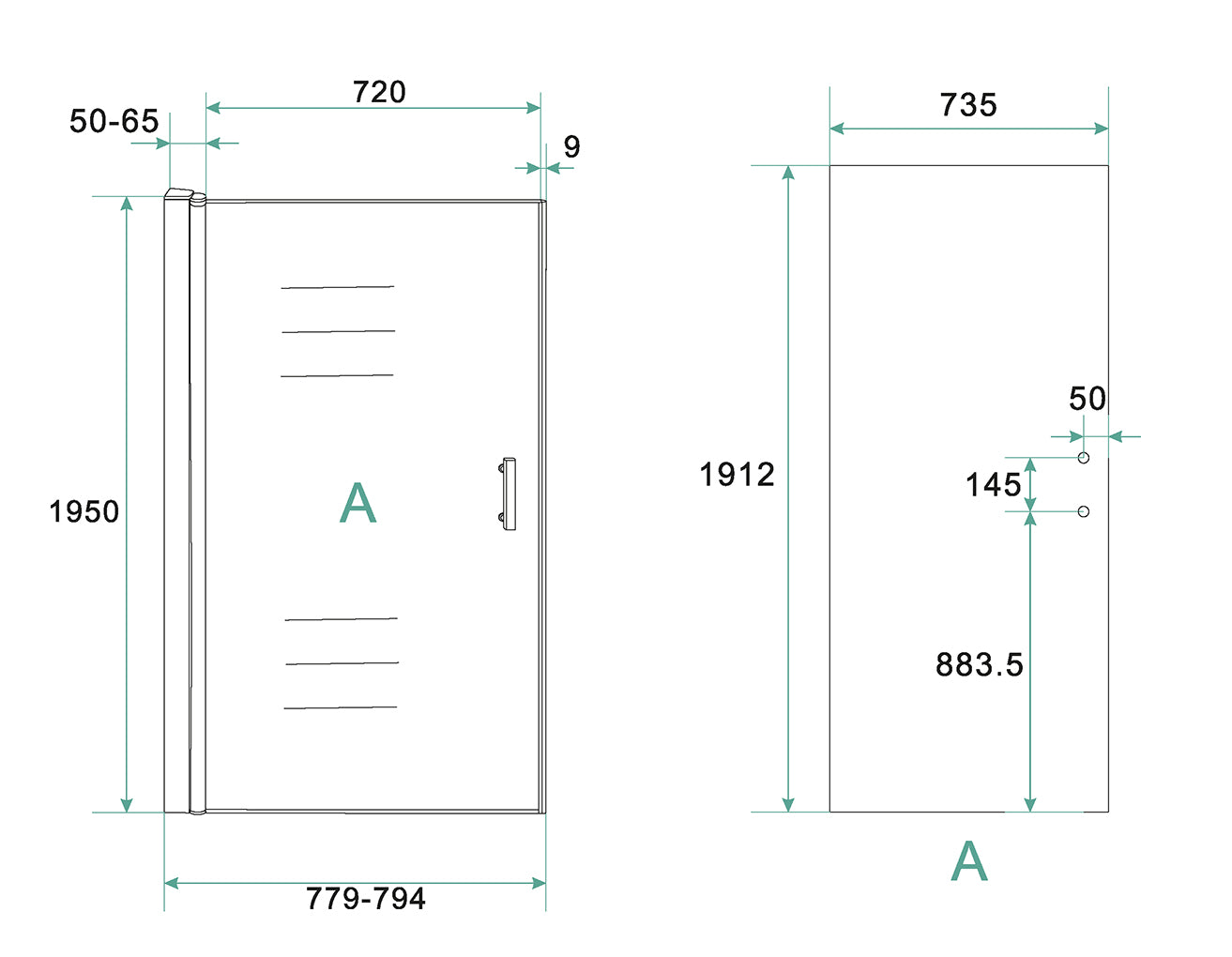 Cerra eco niche door 800 x 1950 x 6 mm nano clear glass/chrome