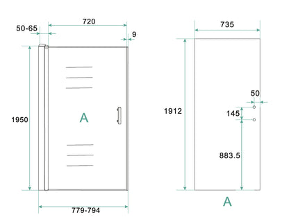Cerra eco niche door 800 x 1950 x 6 mm nano clear glass/chrome