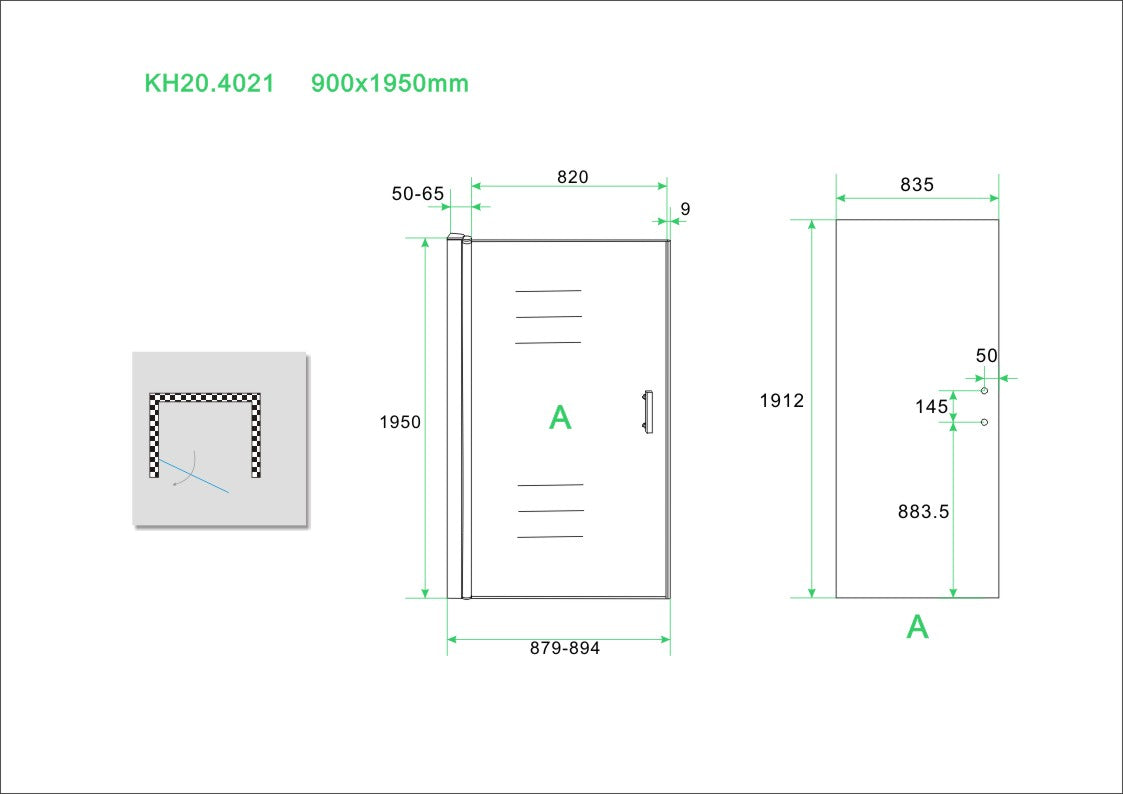 Wiesbaden Eco nisdeur met profiel 90x195 cm 6mm - WDtegels