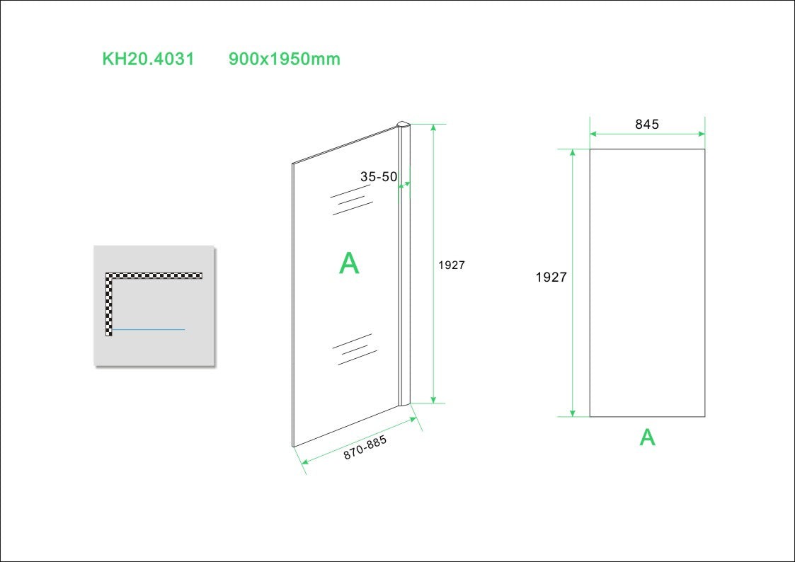 Eco zijwand 90 cm voor nisdeur 6 mm 8718858079926