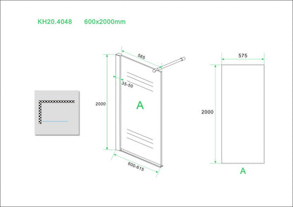 Wiesbaden Eco walk-in shower 60x200 cm - 8mm NANO glass 