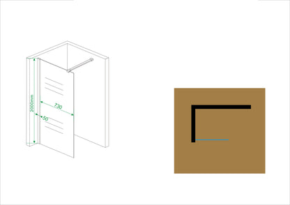 Wiesbaden Comfort walk-in shower 80x200 cm - 10mm NANO partially frosted glass