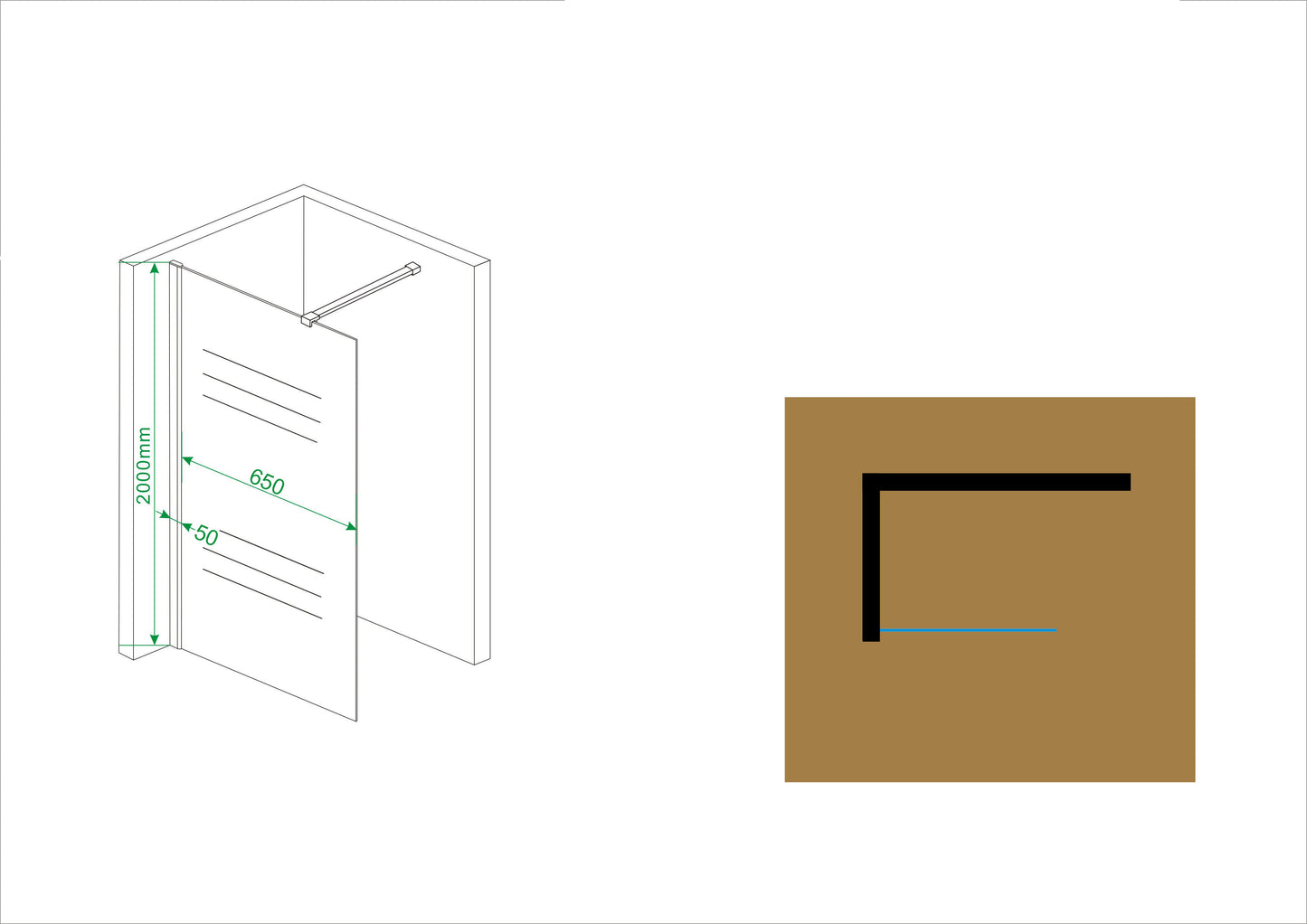 Wiesbaden Comfort walk-in shower 90x200 cm - 10mm NANO partially frosted glass