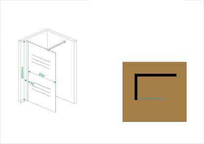 Wiesbaden Comfort walk-in shower 90x200 cm - 10mm NANO partially frosted glass