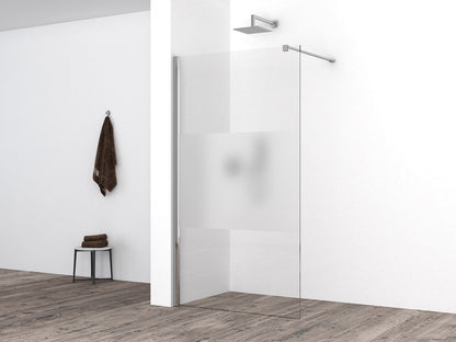Comfort inloopdouche 1000 x 2000 x 10 mm nano helder glas met melkglas middenband/chroom - WDtegels