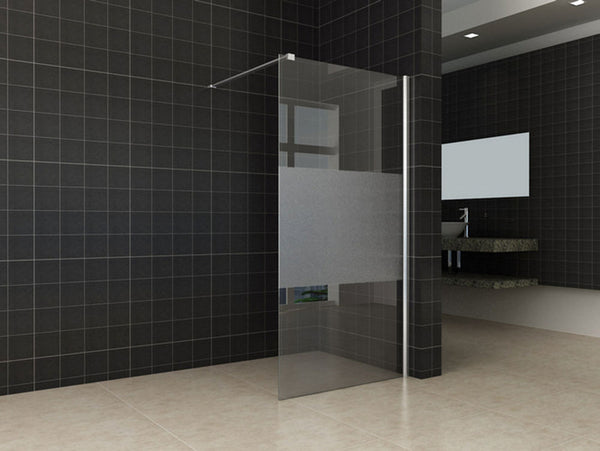 Wiesbaden Comfort inloopdouche 110x200 cm- 10 mm NANO gedeeltelijk matglas