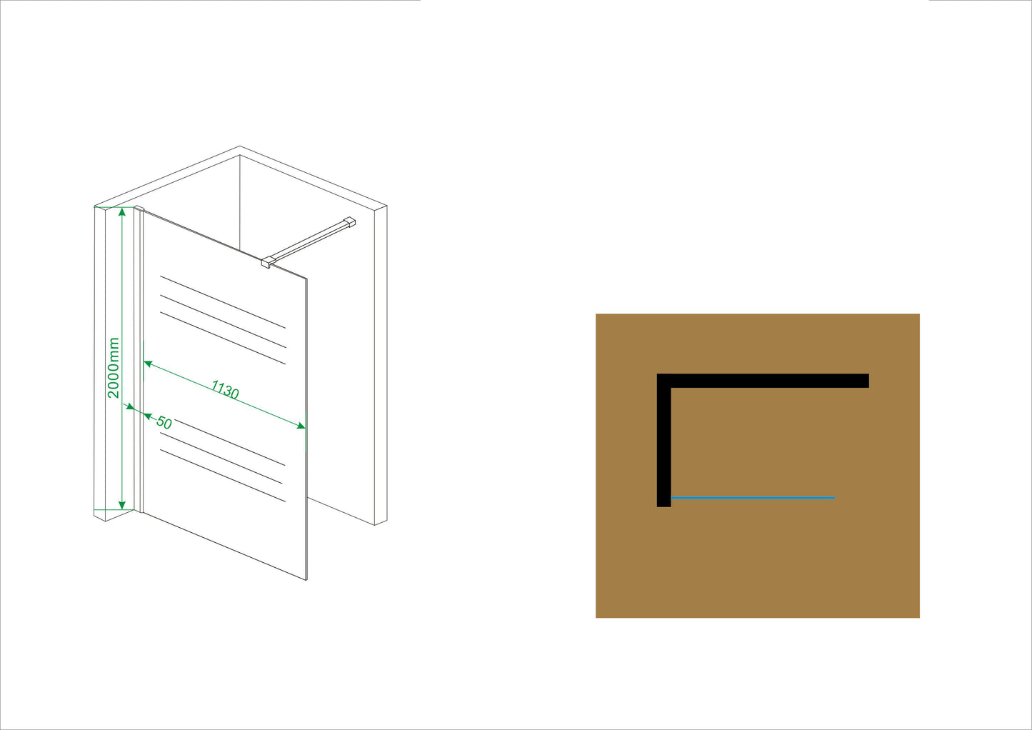 Wiesbaden Comfort walk-in shower 120x200 cm - 10mm NANO partially frosted glass