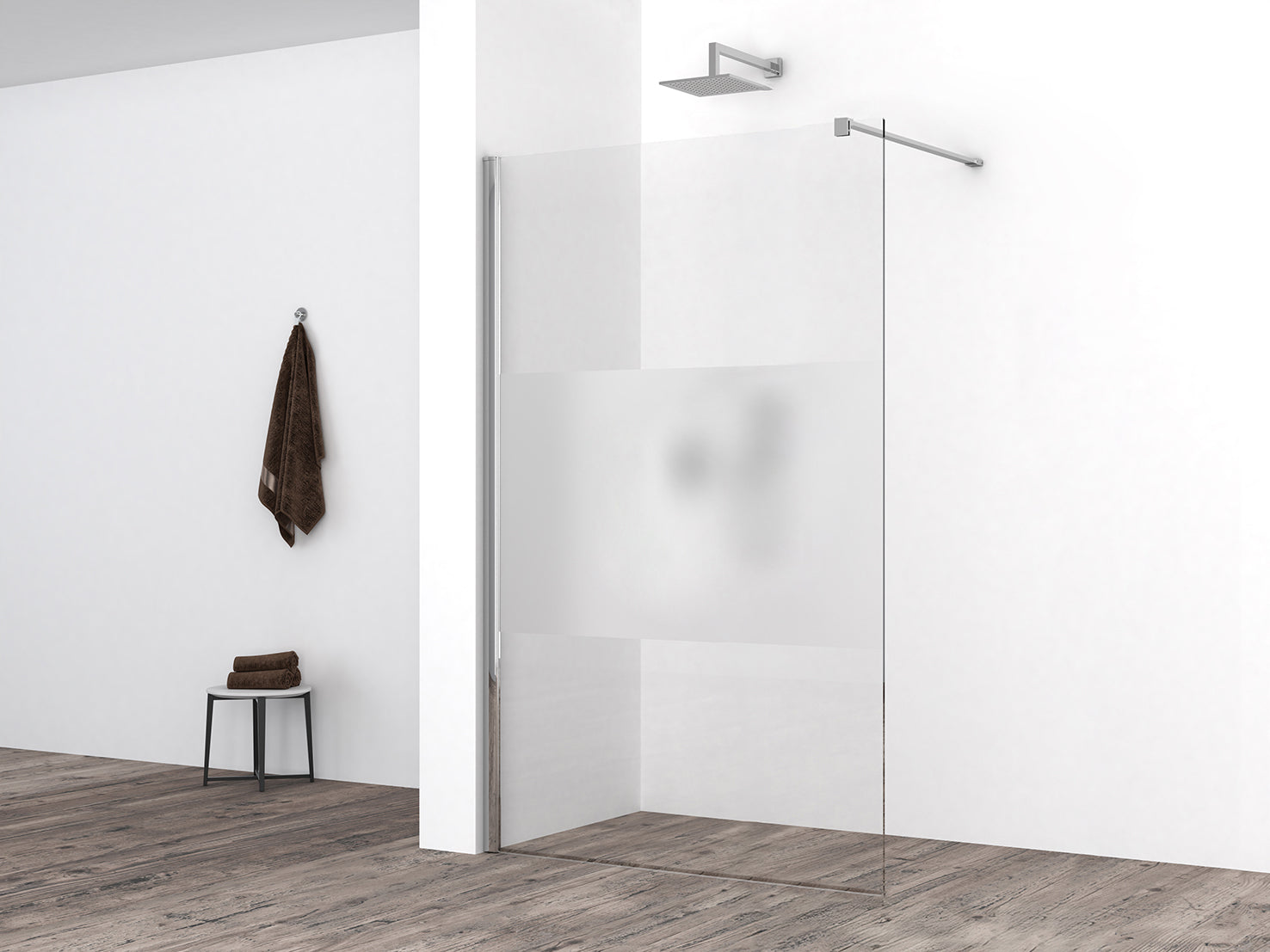 Comfort inloopdouche 1200 x 2000 x 10 mm nano helder glas met melkglas middenband/chroom - WDtegels