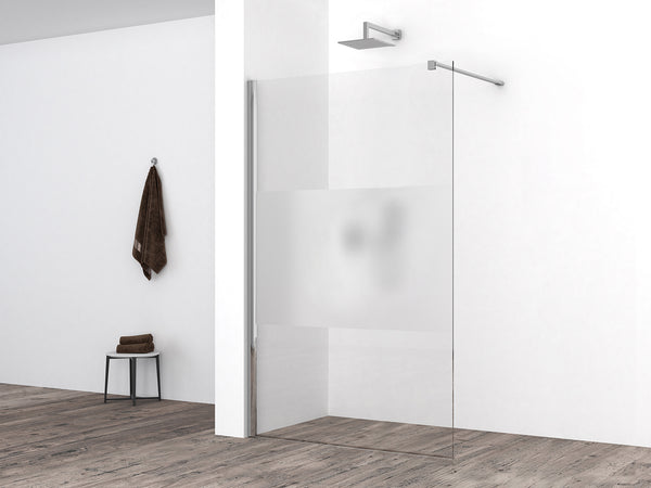 Comfort walk-in shower 1200 x 2000 x 10 mm nano clear glass with frosted glass center band/chrome