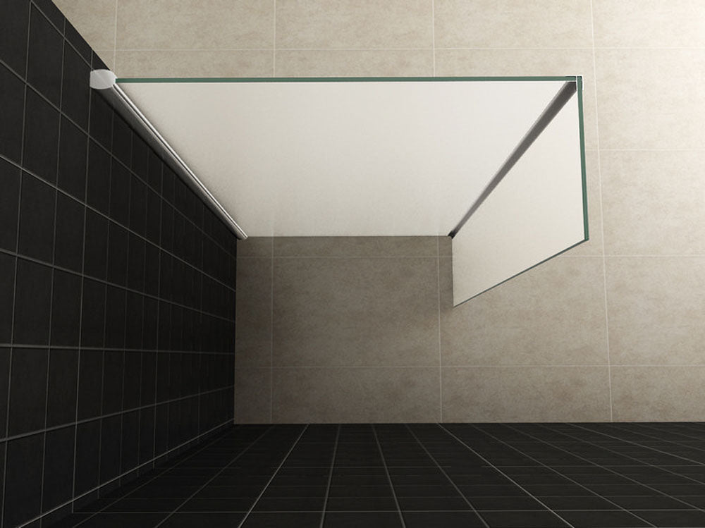 Zijpaneel 35 x 200 cm met hoekprofiel voor inloopdouche chroom met 10 mm NANO geheel matglas - WDtegels