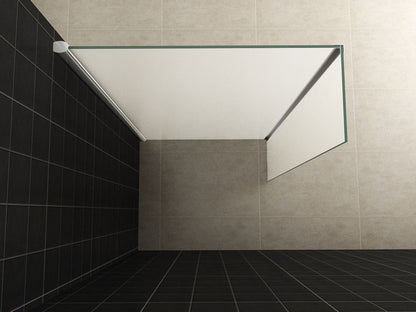 Zijpaneel 35 x 200 cm met hoekprofiel voor inloopdouche chroom met 10 mm NANO geheel matglas - WDtegels