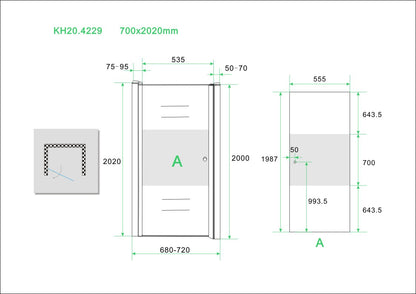 Wiesbaden nisdeur -L- met profiel 70x202 cm 8mm NANO ged.matglas - WDtegels